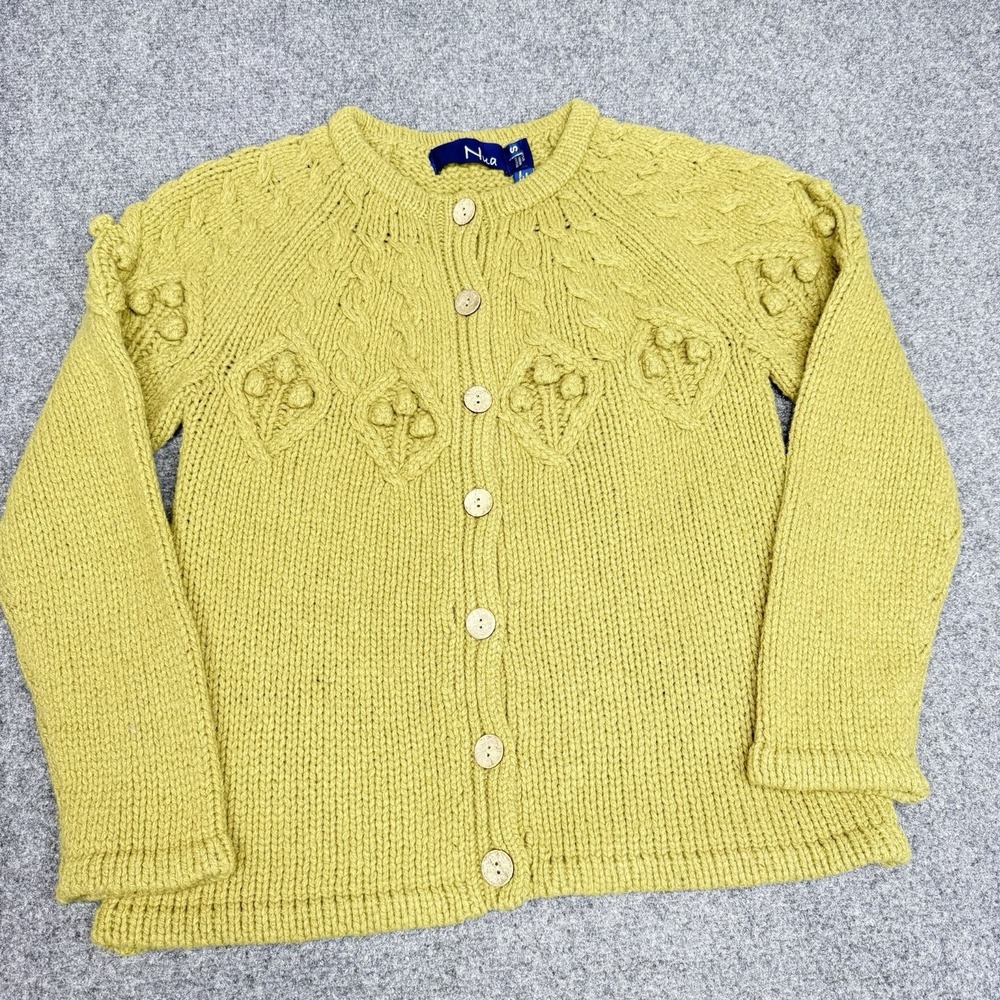 Nua Wool Silk Cardigan Sweater Green Women's Small  Ireland